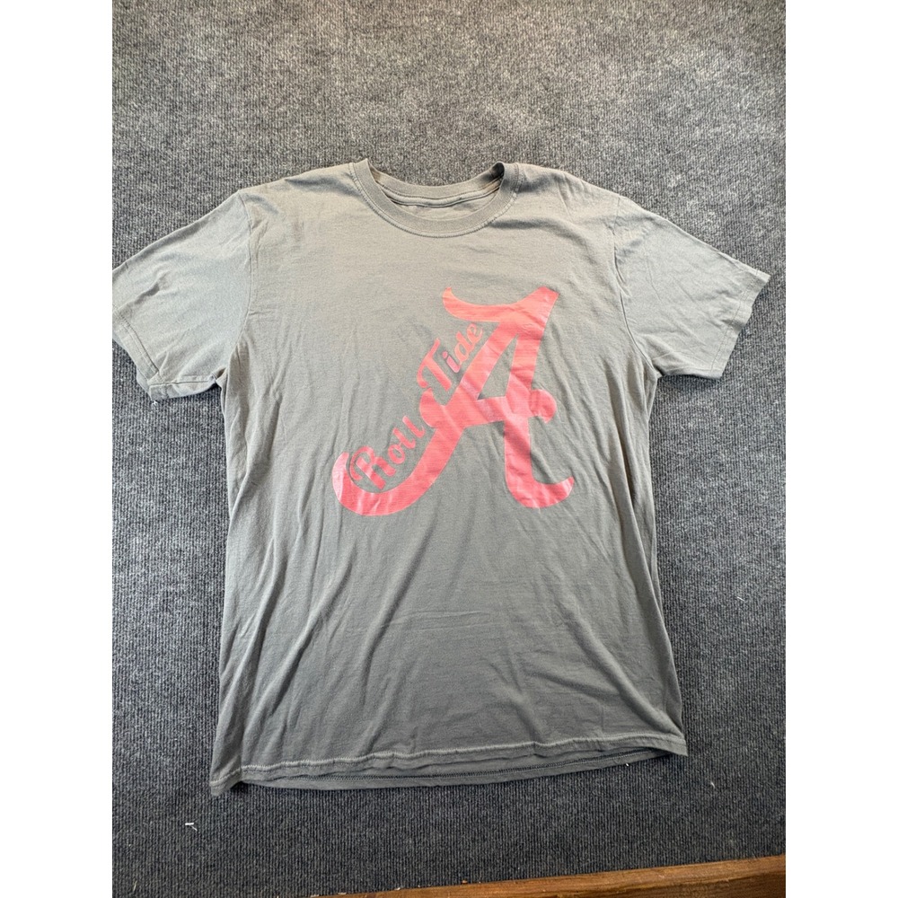 Aked Apparel Alabama Roll Tide Graphic T-Shirt Gray Pink Large 1111